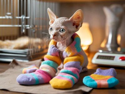 Winziger nackter Kater friert im Tierheim – dann retten ihn bunte Socken